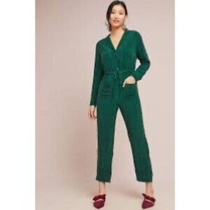 Anthropologie Corey Lynn Calter Talia Soft‎ Cupro Green Jumpsuit Size XS